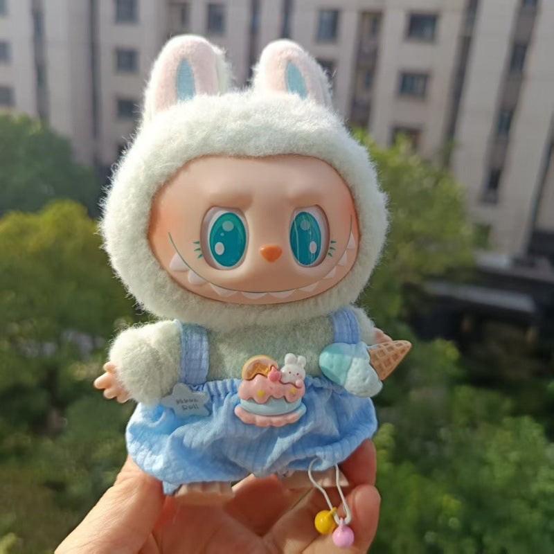 6-piece set Labubu Outfit - Plaid Ice Cream Overalls for Sitting Party Blind Box Doll