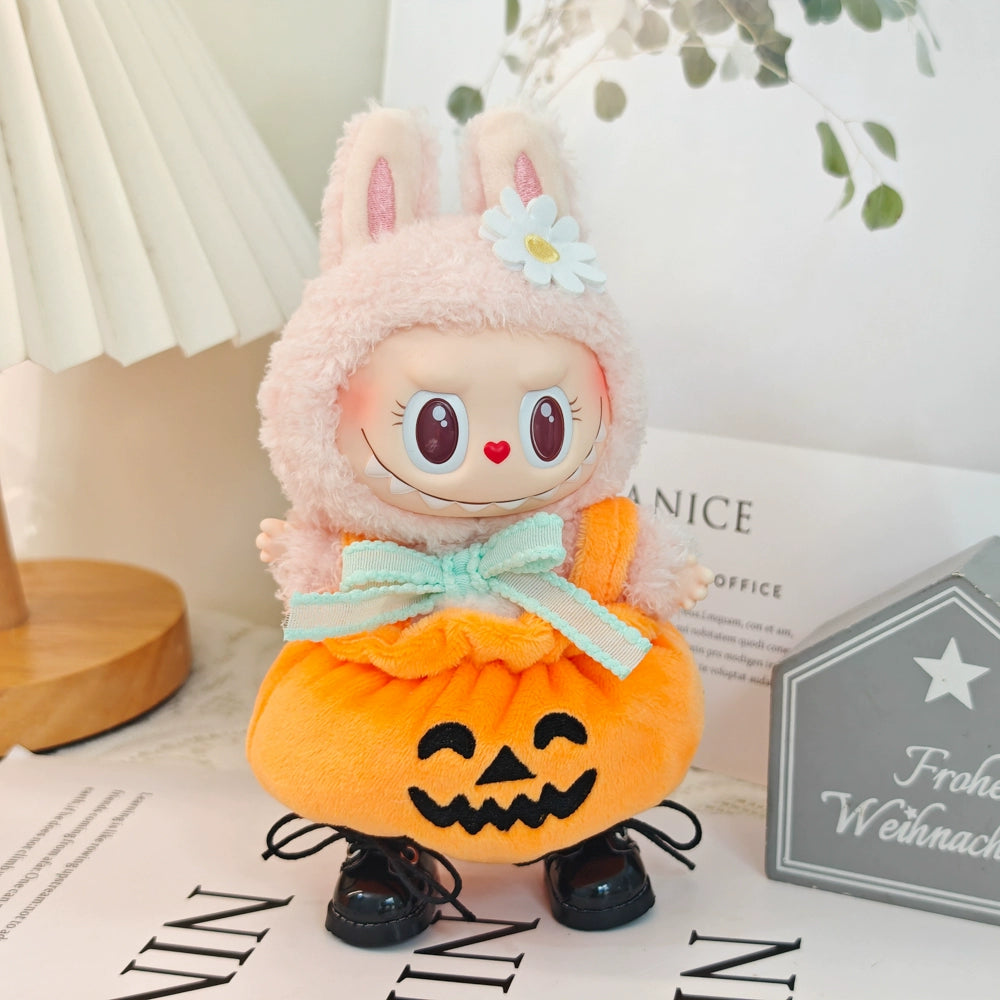 POP MART Labubu Halloween Pumpkin Outfit - Vinyl Doll Costume for Spooky Party