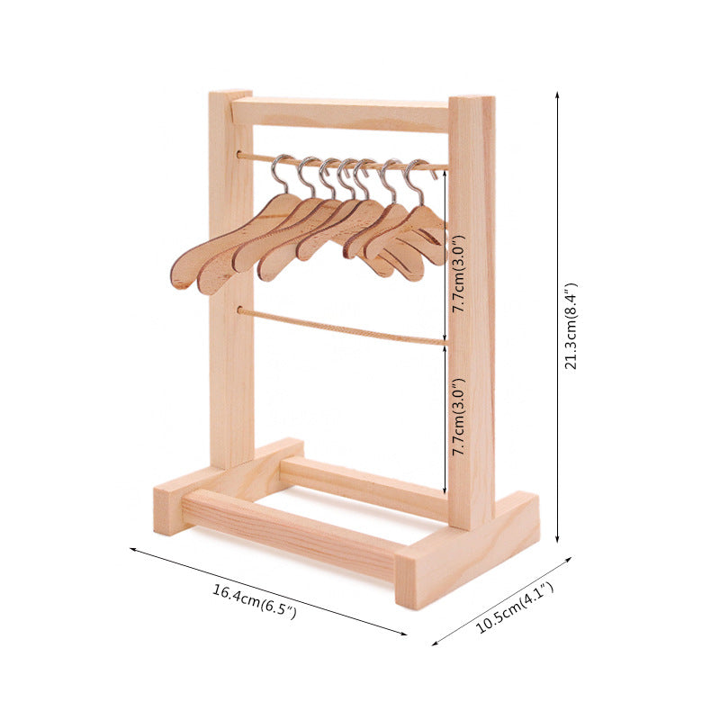 17-20cm Cotton Doll Wooden Wardrobe - Hanger Set for Labubu, American Girl, Shafu & Reborn Dolls