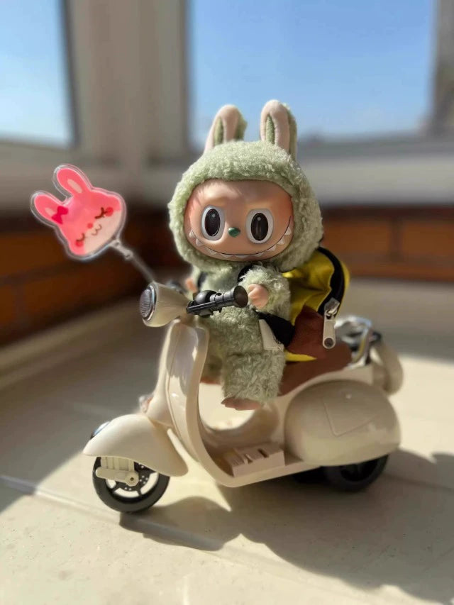 POP MART Labubu Electric Motorcycle Toy - Plush & Vinyl Display Prop for 17cm Dolls (No Battery/Doll Included) | Blind Box Accessory