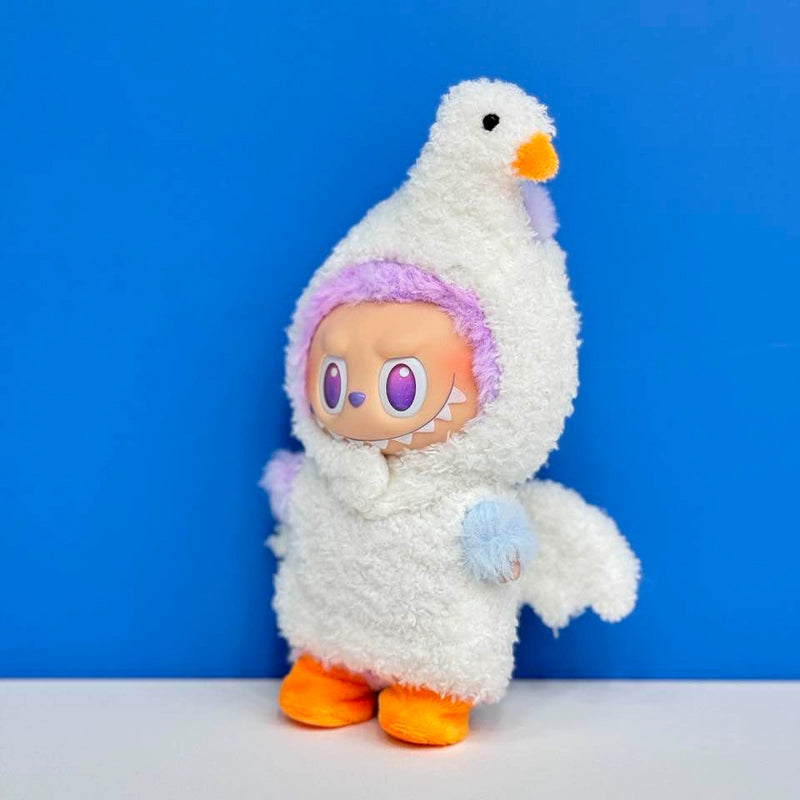 POP MART Labubu Plush Doll Clothes 17cm - Swan Outfit 3-Piece Set for Blind Box Figures (Clothes Only) - Cute Plush & Vinyl Accessory