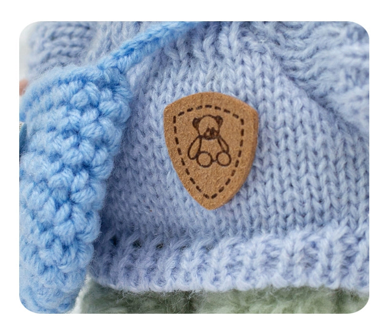 17cm Labubu Gen 1-3 Handmade Knit Sweater Set | Khaki Beanie + Cable-Knit Sweater + Detachable Heart Shoulder Bag | Vinyl/Plush-Compatible Clothes Only for Collectible Dolls