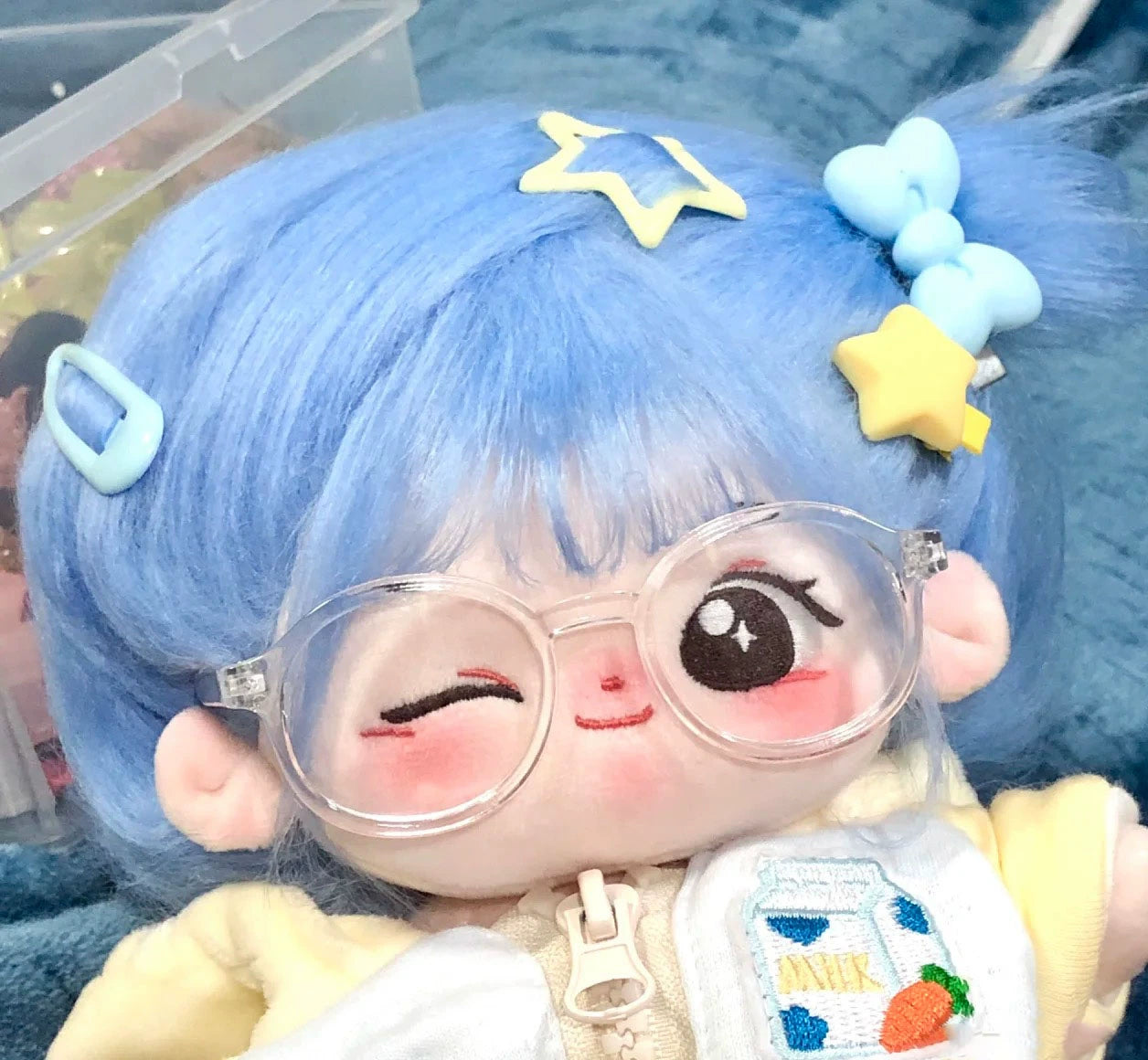 20cm Cotton Doll Glasses | Black Frame with Clear & Colorful Lenses Sunglasses Accessories for Photography Props