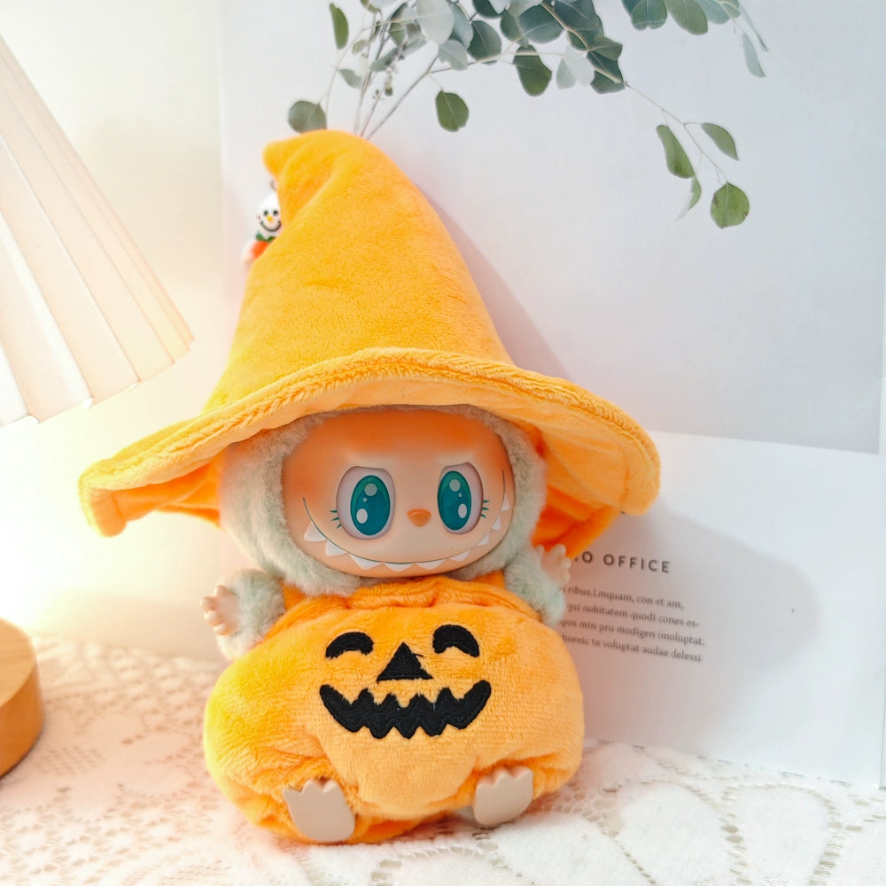 POP MART Labubu Halloween Pumpkin Outfit - Vinyl Doll Costume for Spooky Party