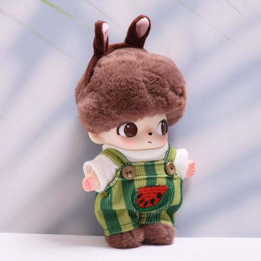 DIMOO WORLD Outfit Set - Watermelon Overalls & T-Shirt for Blind Box Keychain Doll