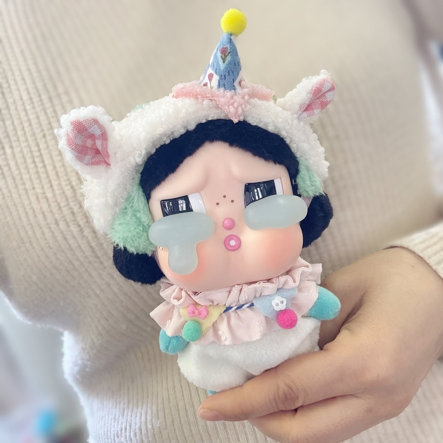 CRYBABY Tears Factory Lamb Set | Clothes Only for Vinyl-Faced Plush Blind Box Dolls