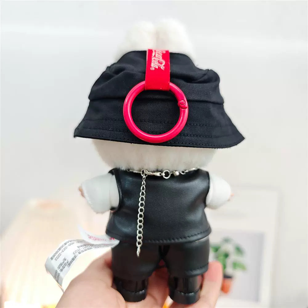 Labubu Outfit Set - Black Cool Overall & Fisherman Hat for 17cm Sitting Figures 1/2/3
