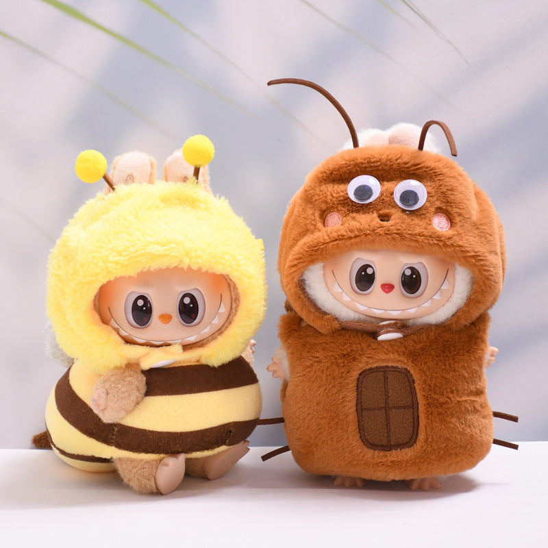 17cm Labubu 1st-2nd Gen Keychain Clothes Only | Multi-Animal Theme Replacement Outfit Set (Shrimp, Bee, Blue Shark, Green Dinosaur) for Vinyl/Plush Dolls