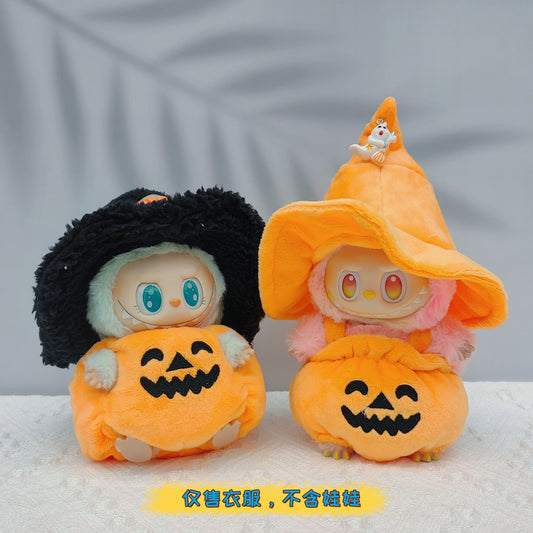 17cm Labubu Halloween Pumpkin & Christmas Devil Outfit | Vinyl Replacement Clothes with Horns & Tail for Collectible Dolls