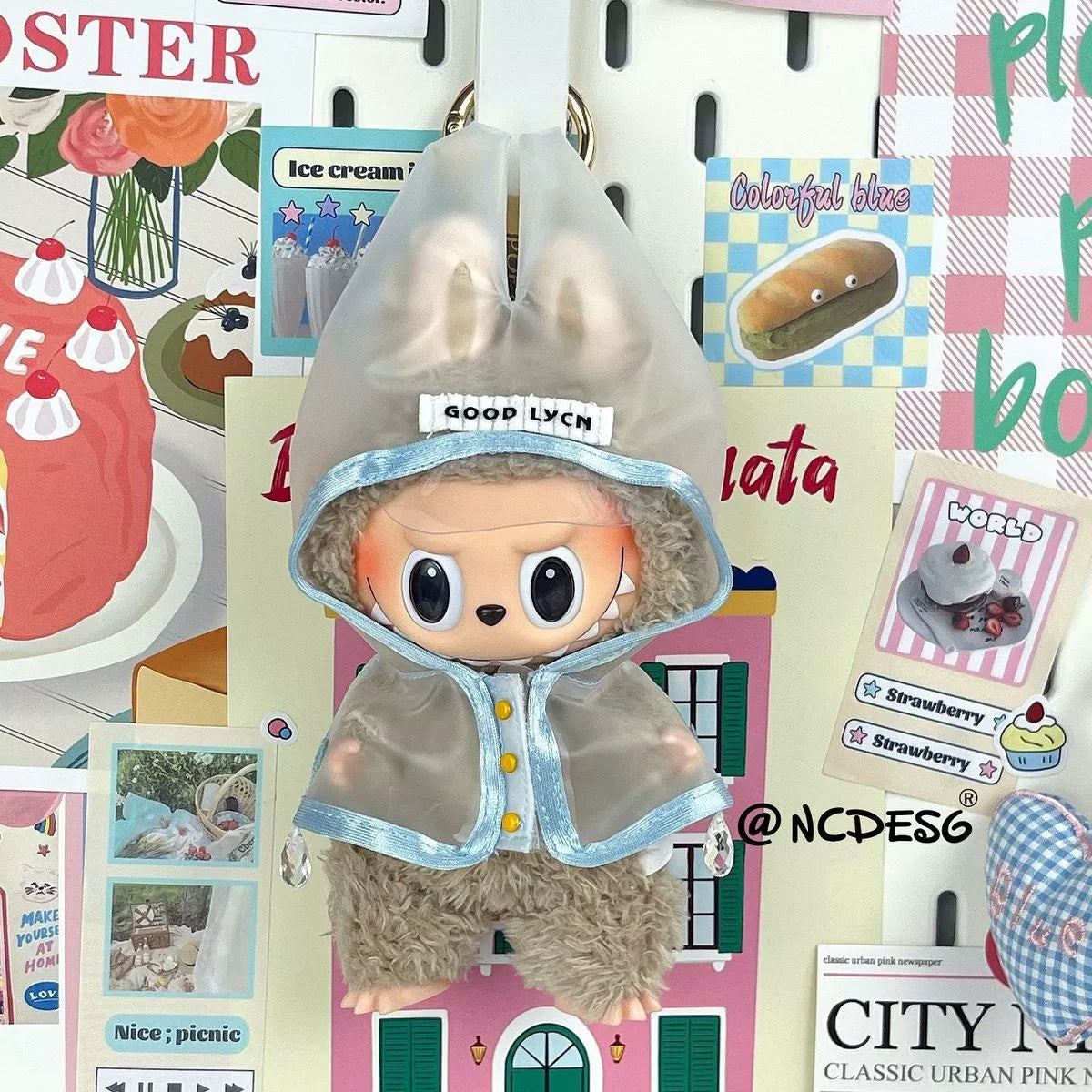 17cm Labubu Cute Clear Minimalist Raincoat Set | Doll Clothes