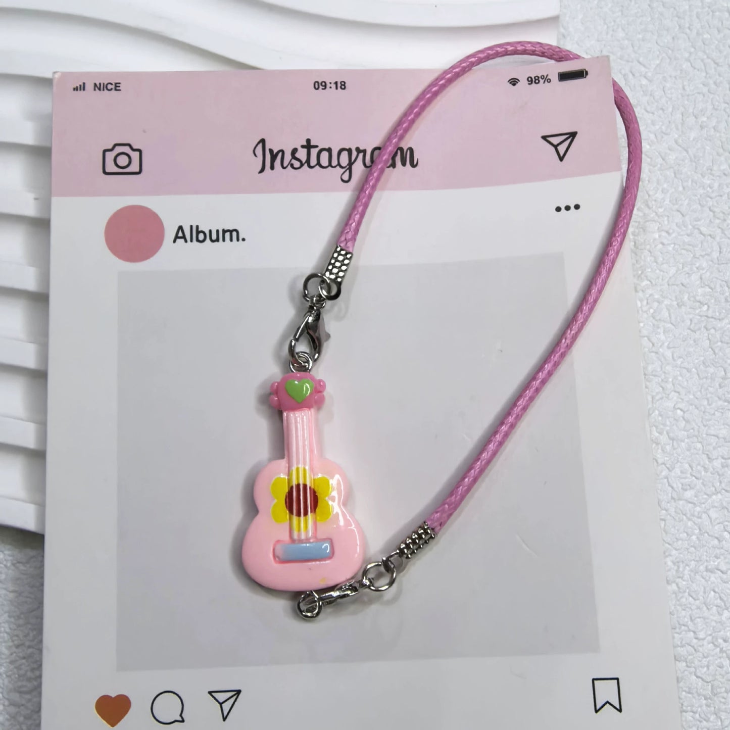Dollhouse Miniature Small Guitar Model Pendant | Labubu Neck-Worn Cute Cartoon Doll Accessory
