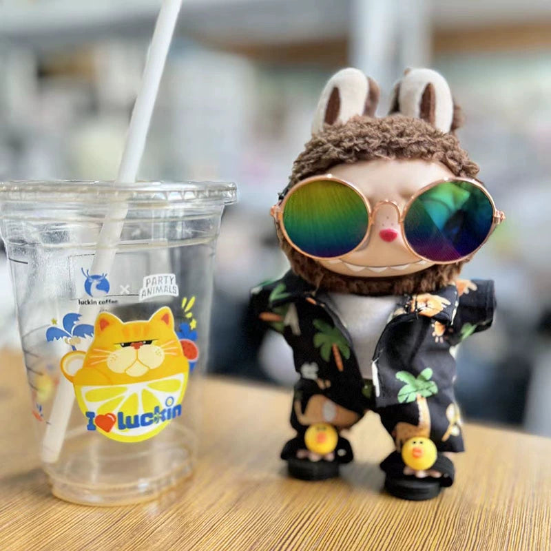 POP MART Labubu 17cm Doll Clothes - Tropical Palm Tree Beach Outfit for Blind Box Figures (No Doll Included) | Compatible with Keychain Dolls