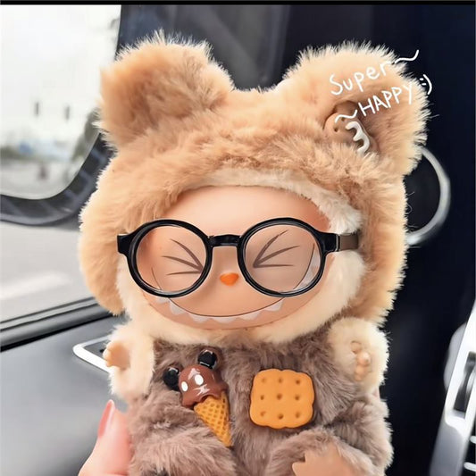 Labubu 1st-2nd Gen Cute Bear Overall Set | Panda Bear Overalls & Shirt Replacement Outfits for Plush Keychain Dolls
