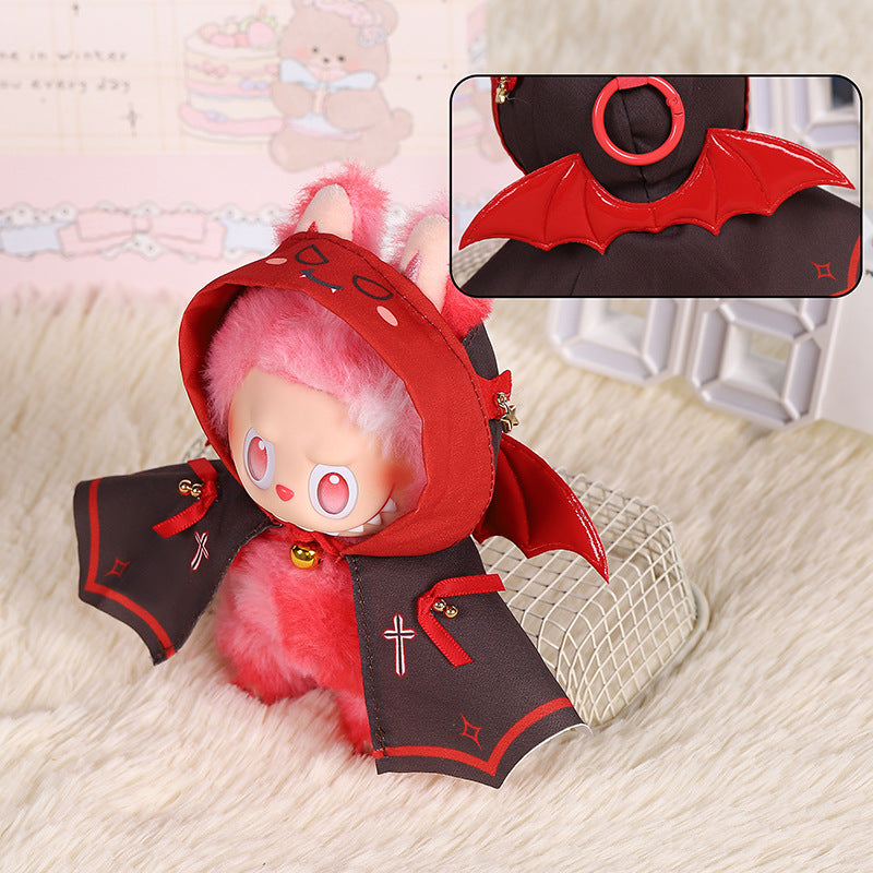 17cm Labubu Halloween Red Devil Plush Costume Set | Replacement Outfit with Horns & Tail | Decorative Accessories for Collectible Figures