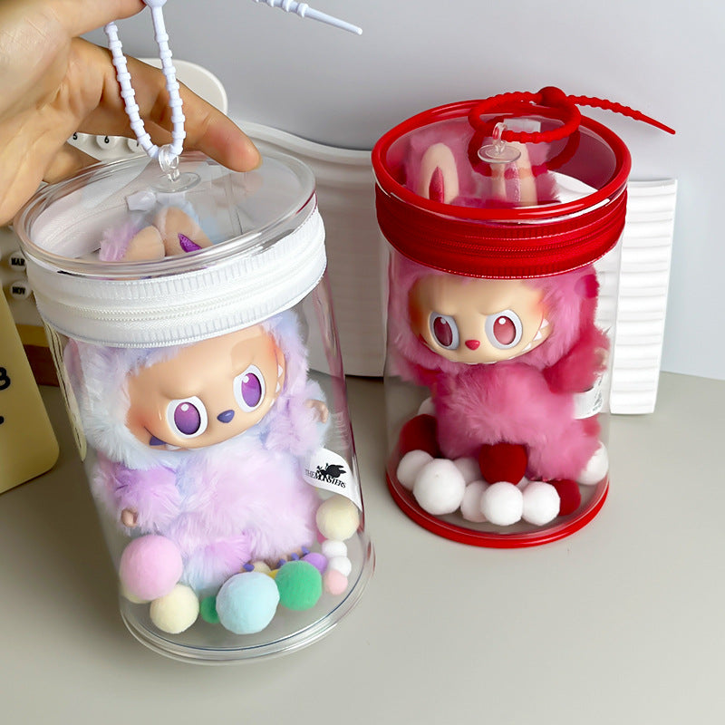 Labubu Coca-Cola Vinyl Case - Clear PVC Carrier for 17cm Cotton Doll, Display Protector