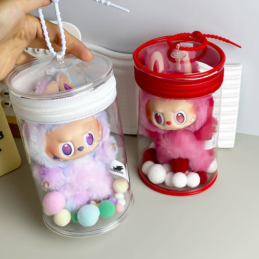 Labubu Coca-Cola Vinyl Case - Clear PVC Carrier for 17cm Cotton Doll, Display Protector