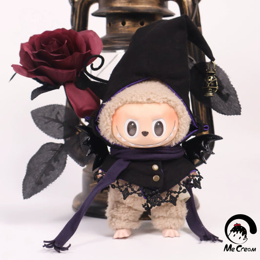 Labubu 1/2/3 Gen Halloween Witch & Black Cat Outfit Set - Cute Plush Clothes