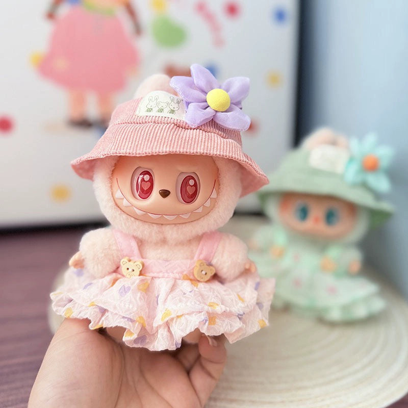 [Clothes Only] Gen 1-2 Labubu Clothing Accessories | Cute Crinkled Gauze Heart Dress for Sitting Dolls