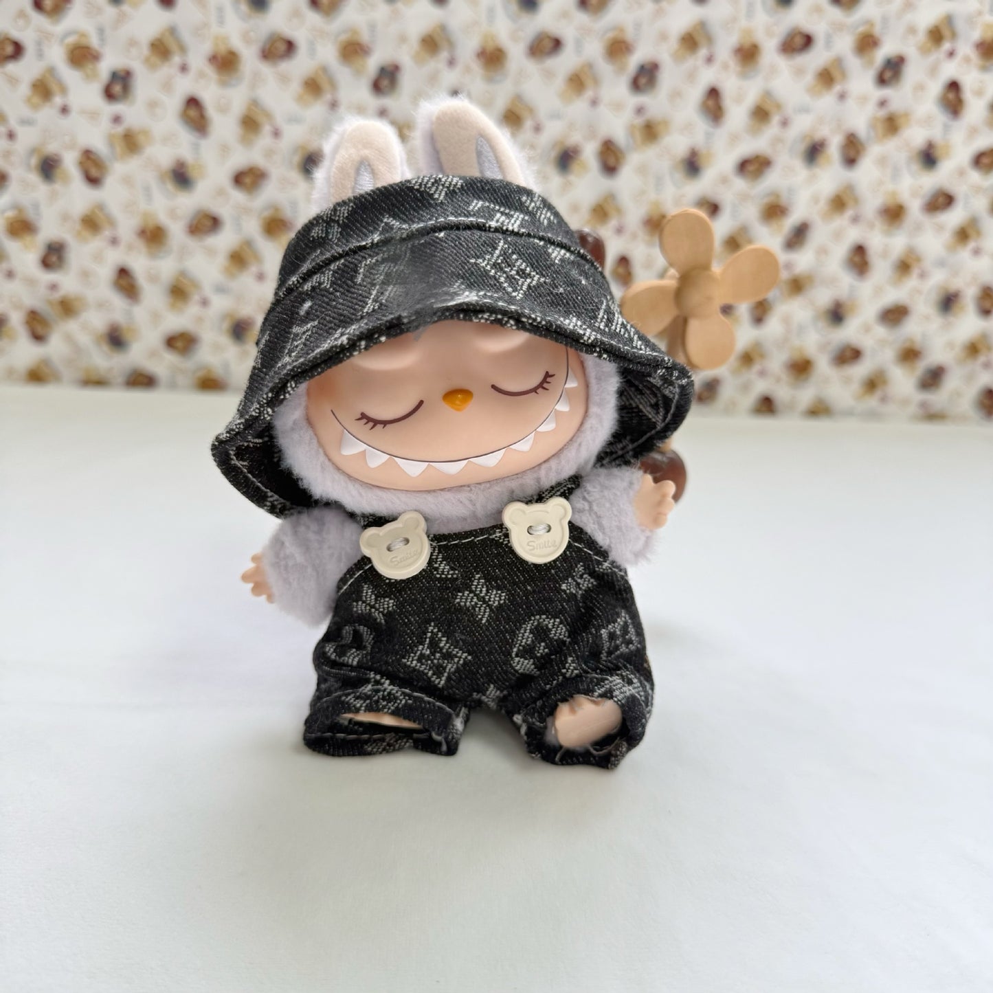 Labubu Series 1/2/3 Outfit - Denim Clover Set for Keychain Doll Clothes Streetwear