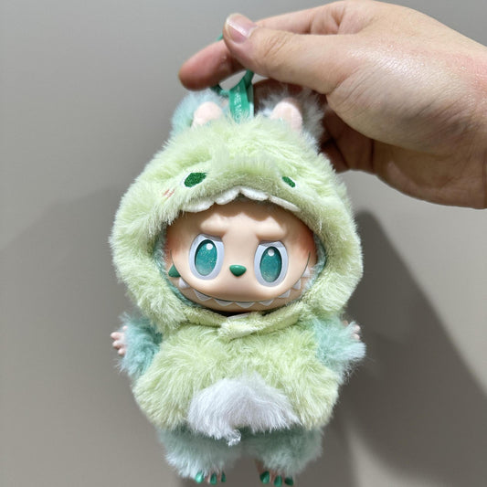 Handmade Labubu Dinosaur Outfit - Green Costume for Plush Keychain Vinyl Doll Clothes