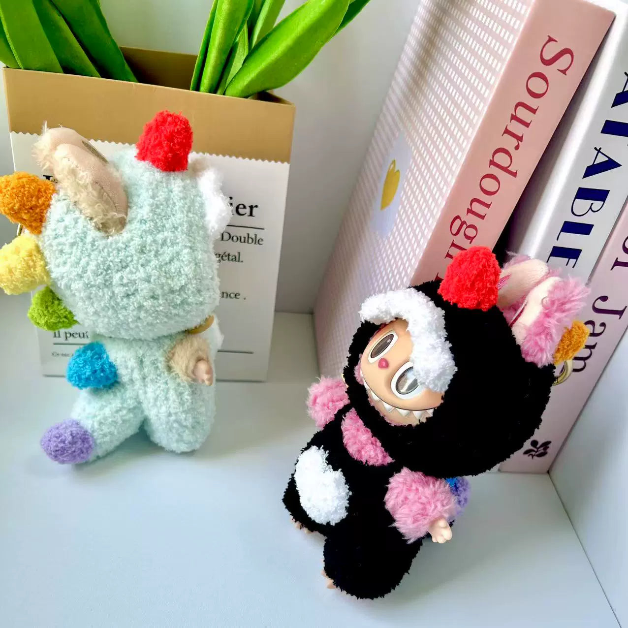 Handmade Crochet Dinosaur Outfit for Labubu 1st/2nd/3rd Gen Vinyl Figures - Custom Knitted Costume Replacement Clothes (Black Dinosaur)