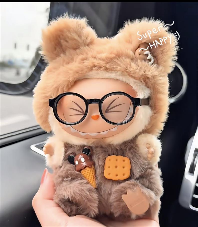 Labubu 1st-2nd Gen Cute Bear Overall Set | Panda Bear Overalls & Shirt Replacement Outfits for Plush Keychain Dolls