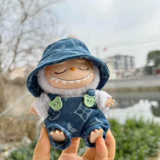 Labubu Overalls Outfit for 17cm Series 1/2/3 Vinyl Figures - Doll Clothes Change Costume