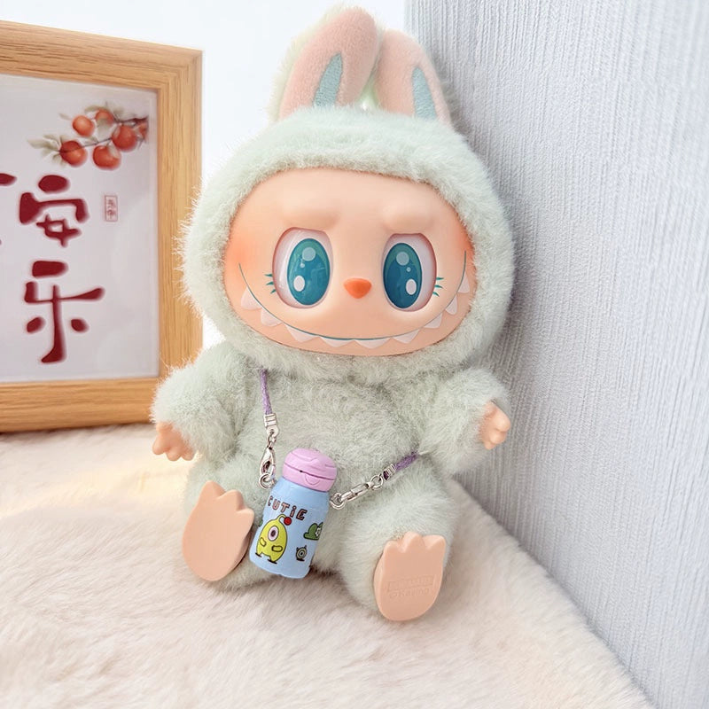 17cm Labubu Water Bottle Pendant - Mini Thermos Accessory for Doll Keychain (No Doll)