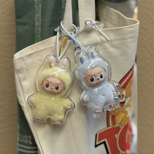 Labubu Series 4 Mini Case - High-Clarity Shell for Heart Code Plush & Vinyl Keychain
