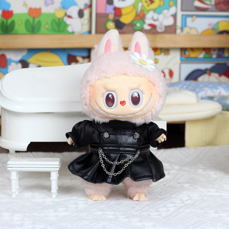 17cm Labubu Macaron Outfit - Blushing Face Vinyl Doll Clothes for Series 1/2/3