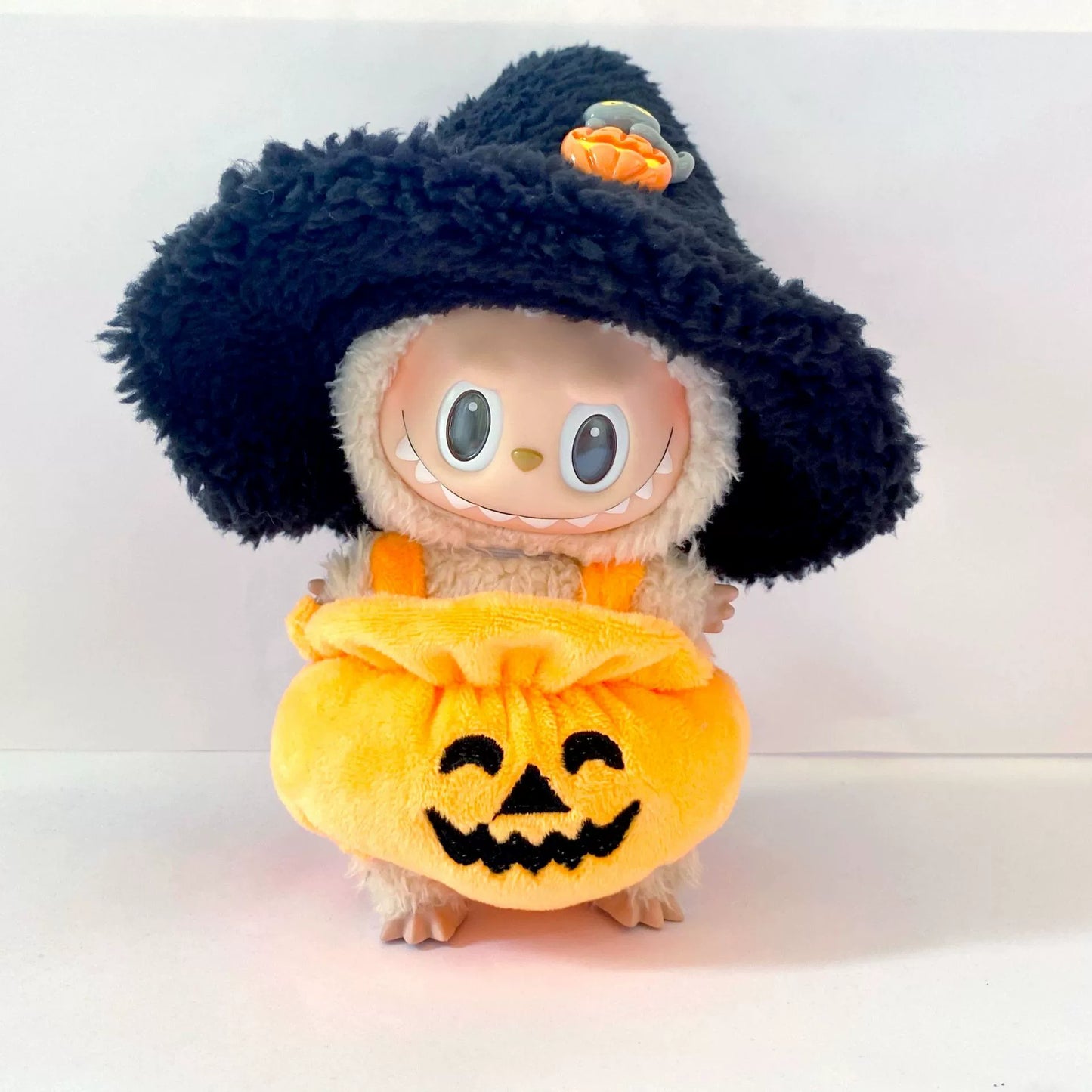 Labubu Halloween Costume Set - 17cm Pumpkin Dress & Witch Hat for Gen1-3 Dolls