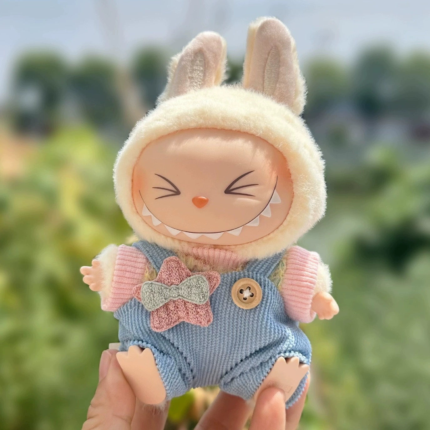 Labubu Gen 1 & 2 Doll Clothes: Sitting Party Series Overalls Set for Blind Box Charms (Clothes Only)