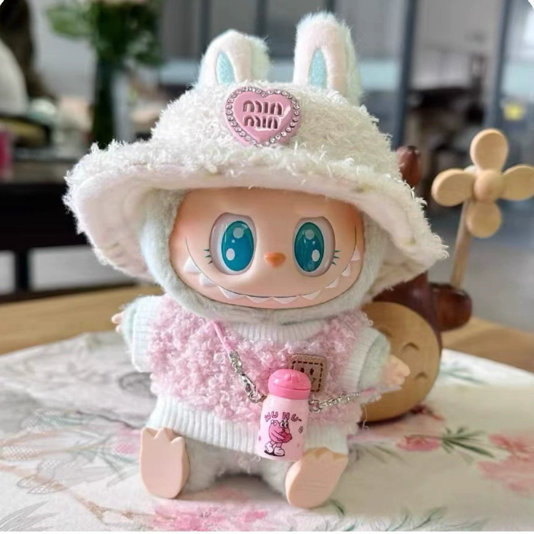 Labubu Gen 1 & 2 Doll Clothes: Sitting Party Series Overalls Set for Blind Box Charms (Clothes Only)