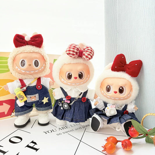 Labubu Blind Box Outfit - Vinyl Face Keychain Clothes for Sitting Party Doll