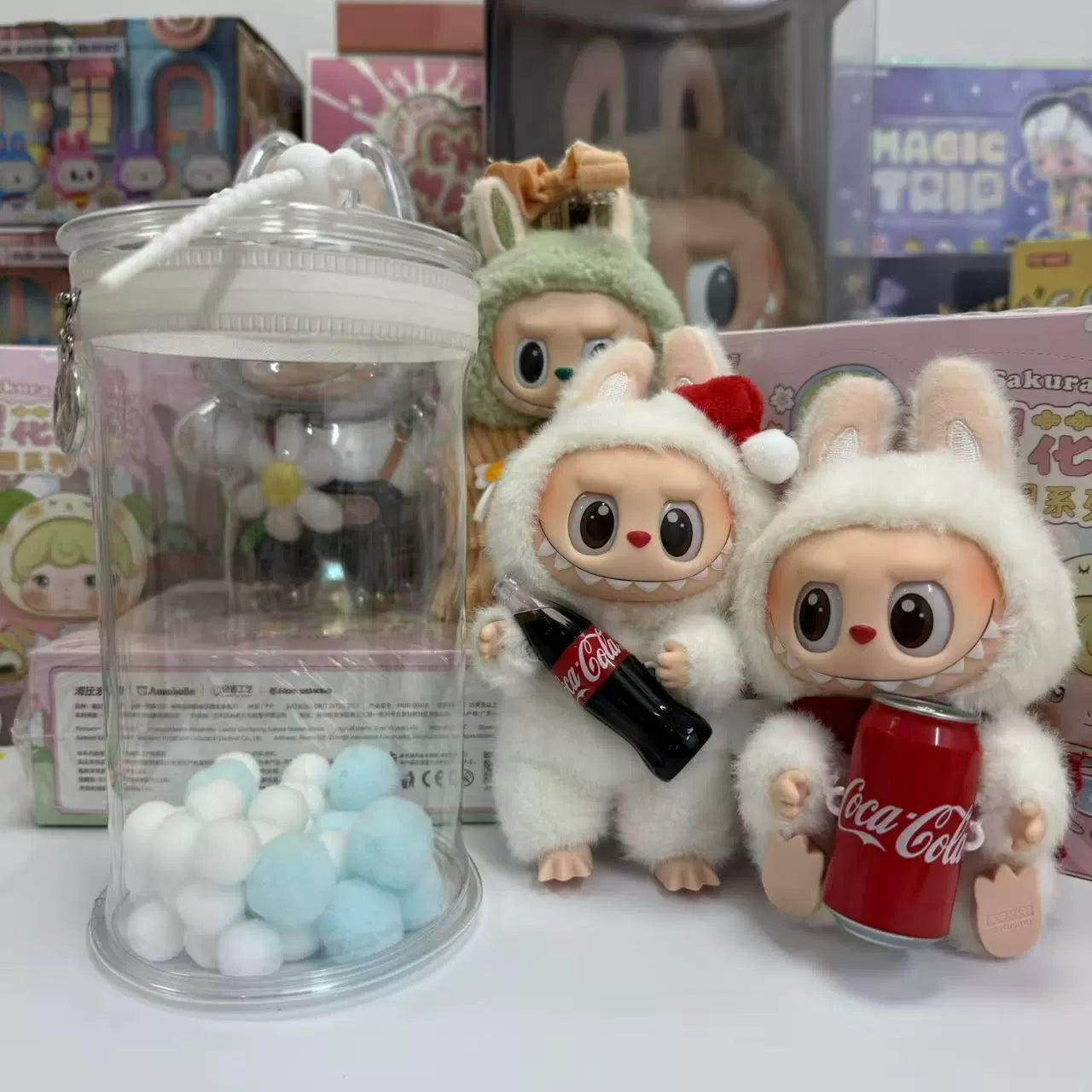 Labubu Protective Case - Cola Clear Acrylic Dust Cover Display Box Vinyl Figure Case