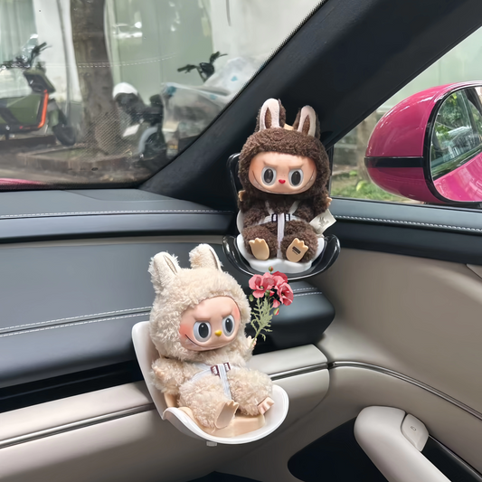 Labubu-Compatible Mini Car Safety Seat | Vehicle Doll Figurine, Dashboard Ornament & Car Interior Decor