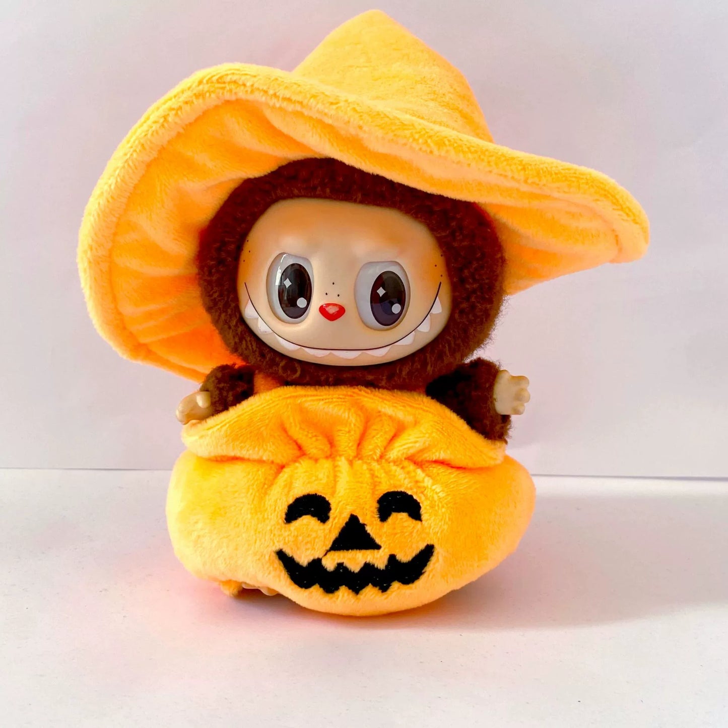 Labubu Halloween Costume Set - 17cm Pumpkin Dress & Witch Hat for Gen1-3 Dolls