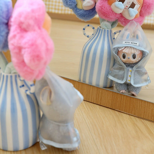 Labubu Rainy Day Outfit - Waterproof Vinyl Doll Poncho for Gen1-3 (No Doll & Shoes)