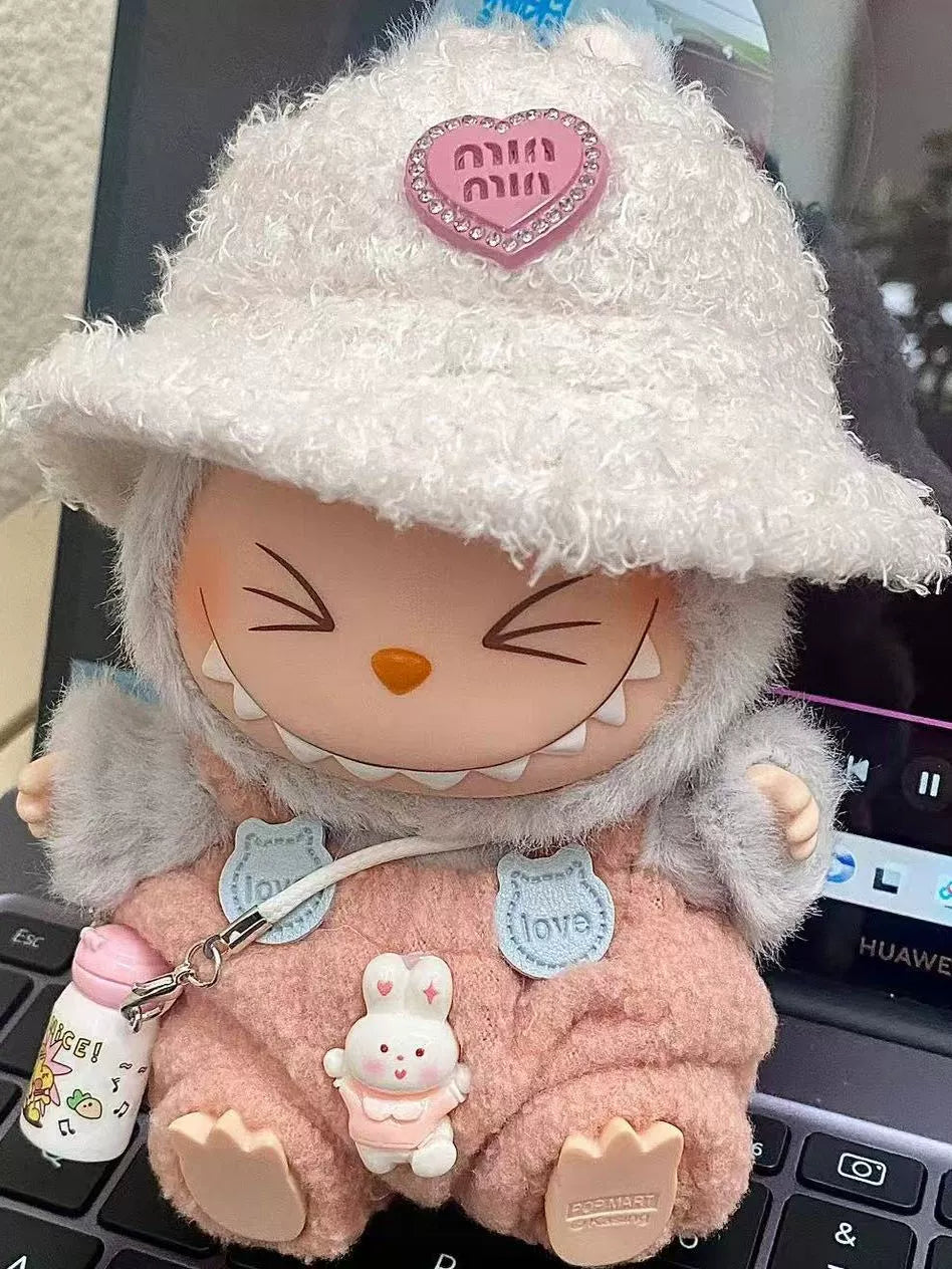 Labubu Outfit - Cute Pink Rabbit Clothes for Blind Box Plush Vinyl Keychain Doll