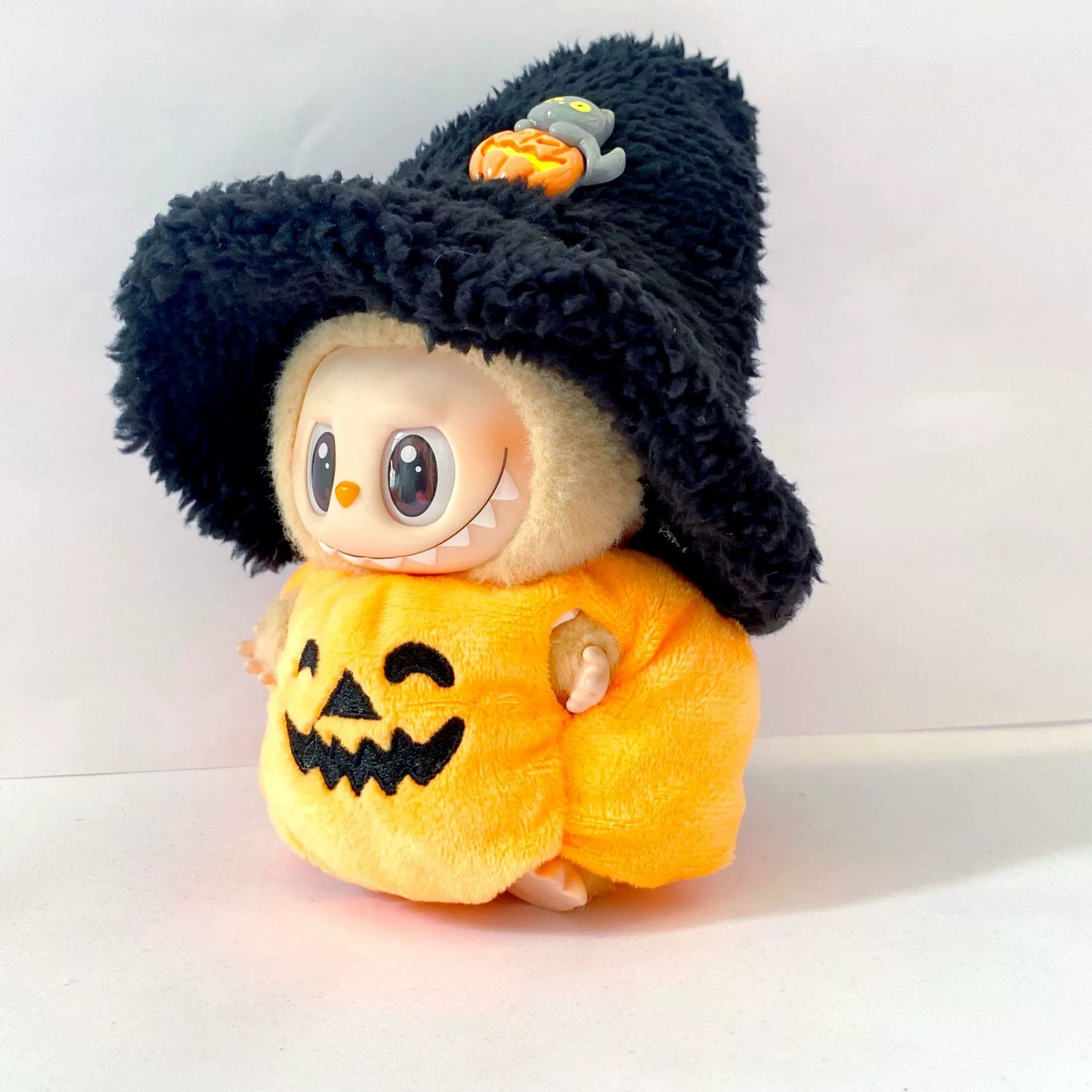 Labubu Halloween Costume Set - 17cm Pumpkin Dress & Witch Hat for Gen1-3 Dolls