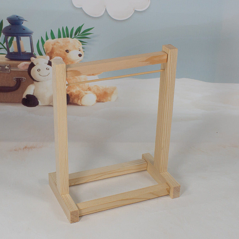 Wooden Hanger with Clothes Rack - Cotton Doll Display Stand with Assembly Accessories