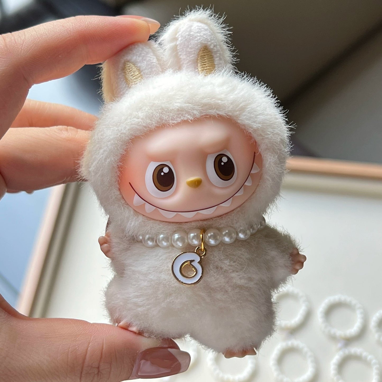 10cm Labubu 4.0 Heart Code Necklace - New Outfit Accessory for Vinyl Doll Clothes