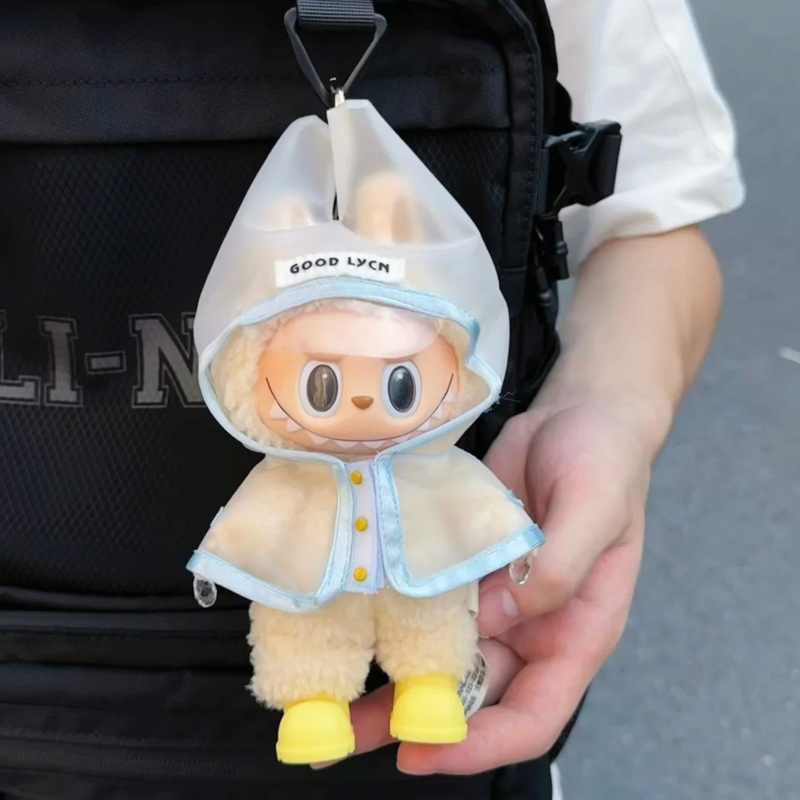 17cm LABUBU Transparent Raincoat Outfit | Clothes Only (No Doll & Shoes)