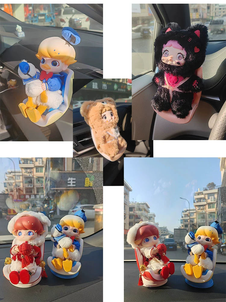 Labubu Vinyl Doll Compatible with Safety Seats | Car-Mounted Figurine, Vehicle Ornament & Car Air Vent Decoration
