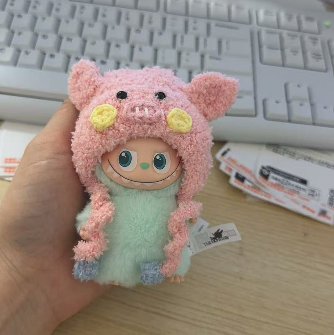 10.5cm Labubu 4th Gen Mini Keychain Clothes Only | Handmade Panda Headband & Bag Set | Replacement Outfit for Vinyl/Plastic Charms