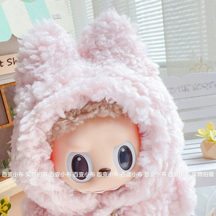 17cm Labubu Sitting Party Macaron Pastel Pink Rabbit Plush Onesie | Replacement Outfit for Plush/Vinyl Keychain Charms (Clothes Only)