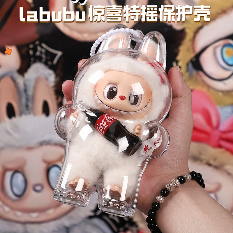 10.5cm Labubu 4th Gen Heart Code Collection Clear Acrylic Protective Case | Hard Shell Dust-Proof Collectible Carrier for Mini Keychain Charms