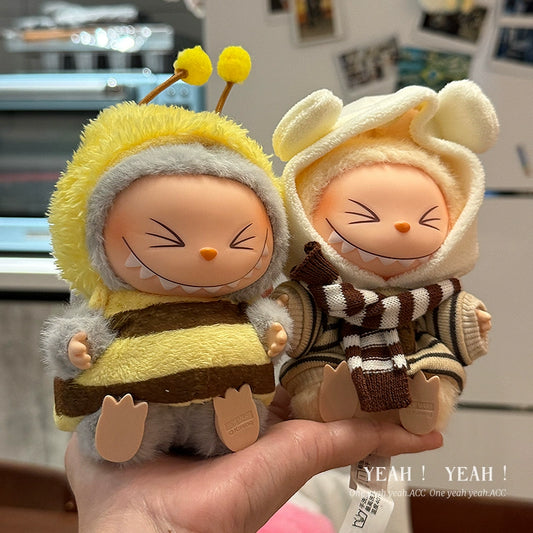 Labubu Have a Seat Bee Outfit - 17cm Striped Jumpsuit for Vinyl Dolls