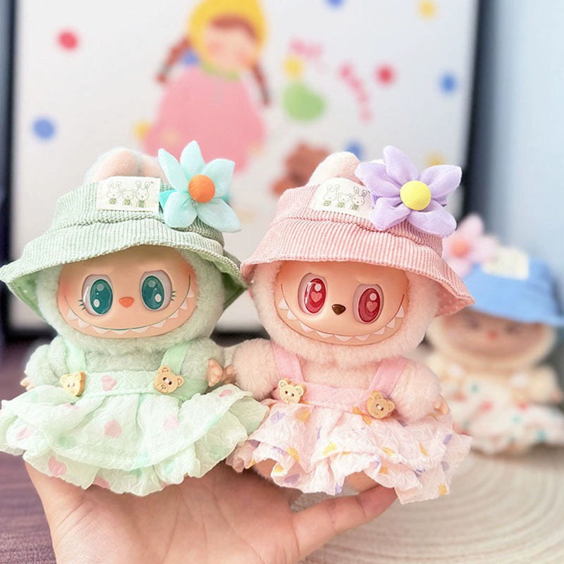 [Clothes Only] Gen 1-2 Labubu Clothing Accessories | Cute Crinkled Gauze Heart Dress for Sitting Dolls