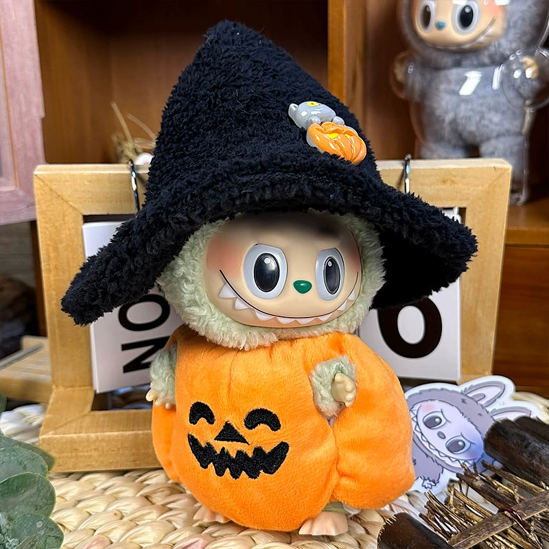 15-17cm Labubu Halloween Pumpkin Outfit - Sitting Party Series 1/2 Doll Clothes Set